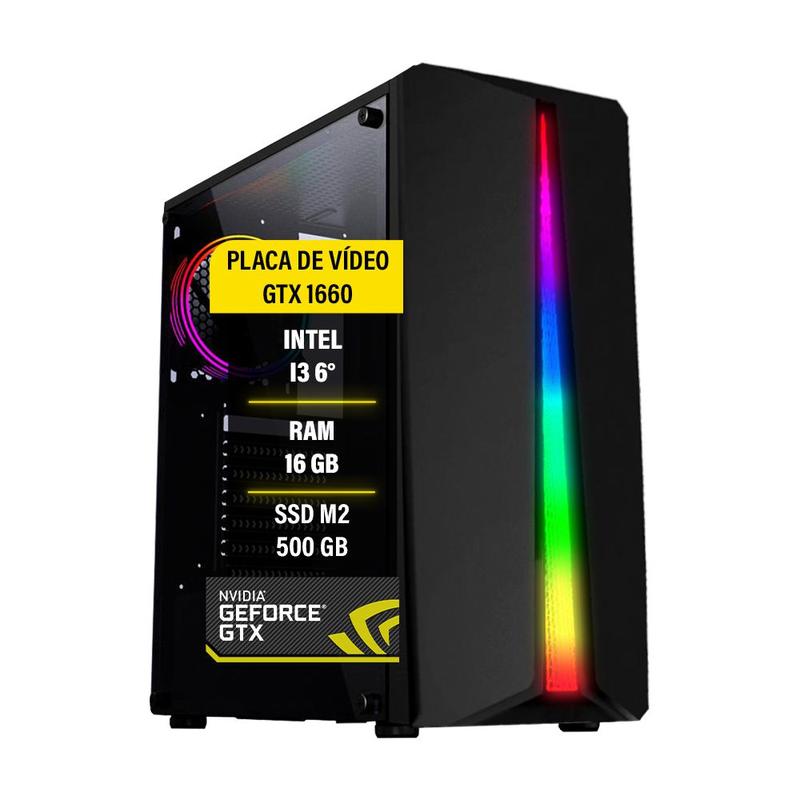 PC GAMER I3 6ª 16GB GTX 1660 SSD 480GB - PC Gamer Completo
